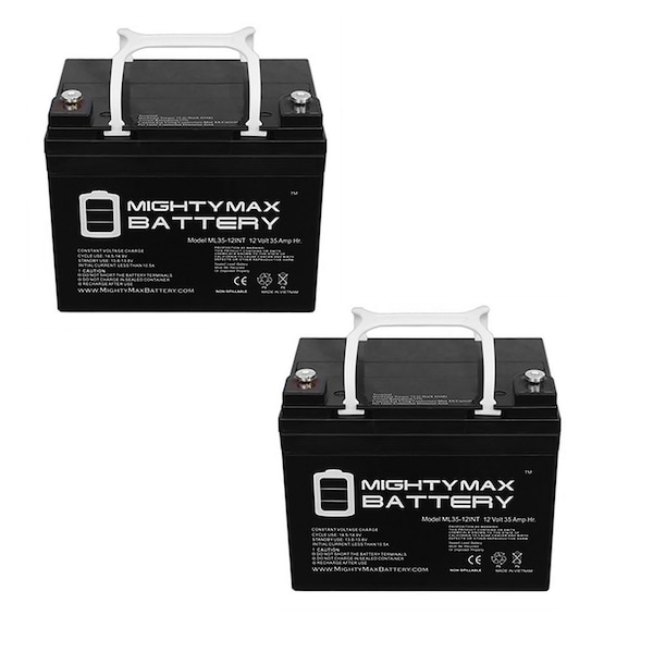 Mighty Max Battery 12V 35AH INT Battery Replacement for Quickie 40, P110 14 P100 - 2 Pack ML35-12INTMP2238